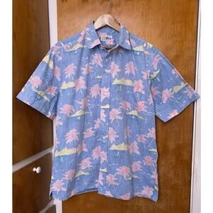 Reyn Spooner Hawaiian Traditionals Shirt Landscape Beach Camp Vintage Mens Sz L